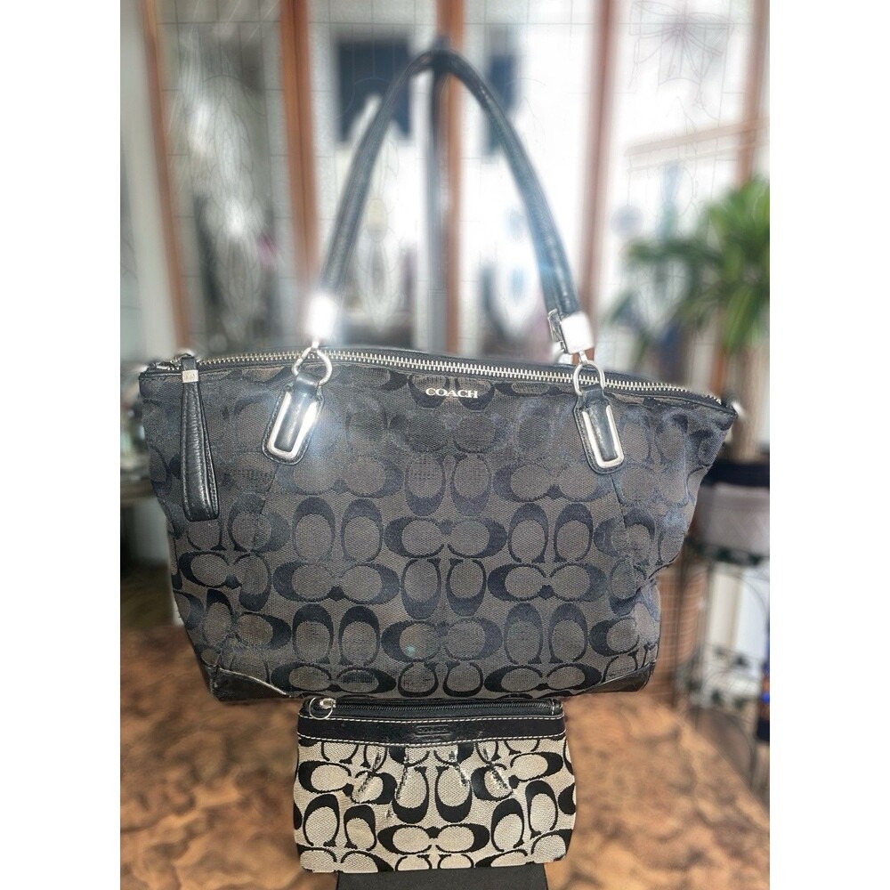 Coach Kelsey Satchel signature black smoke canvas And Wallet Project Bag’s - Picture 16 of 16
